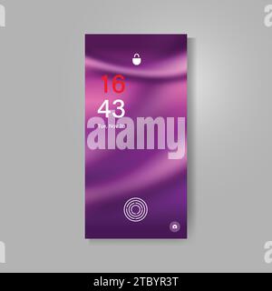 Smartphone screen with abstract wavy wallpaper background Stock Vector