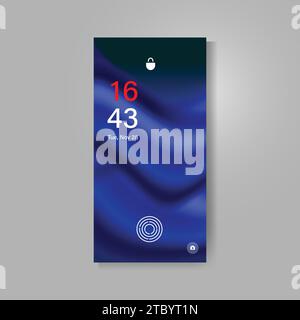 Smartphone screen with abstract wavy wallpaper vector Stock Vector