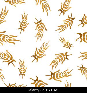 Gold abstract leaves, hand drawn simple foil seamless pattern' Vector background for prints, textile fabric, wallpapers,scrapbook, wrapping paper Stock Vector