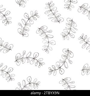 Rose flower simple pattern for background and textile Greenery line art leaves, hand drawn simple floral seamless pattern, pastel color. Vector backgr Stock Vector