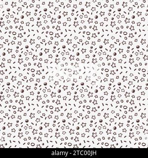 Doodle star and drop seamless pattern. Hand drawn texture monochrome vector illustration background for surface design, textile, fabric, scrapbook or Stock Vector