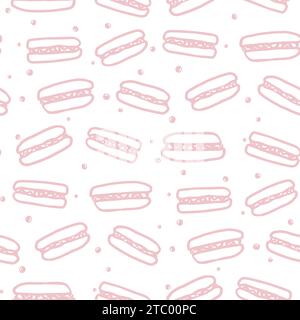 Macaroon seamless pattern with sweet food. Hand drawn colorful cake vector illustration background for surface design, textile, fabric, scrapbook or w Stock Vector