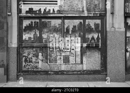 Artwork on a shuttered building in downtown Flint Michigan USA Stock Photo