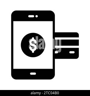 Bank card with mobile phone denoting concept of mobile payment or online payment icon. Stock Vector