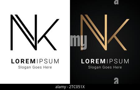 Luxury Initial NK or KN Monogram Text Letter Logo Design Stock Vector