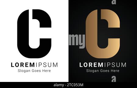 Luxury Initial CL or LC Monogram Text Letter Logo Design Stock Vector