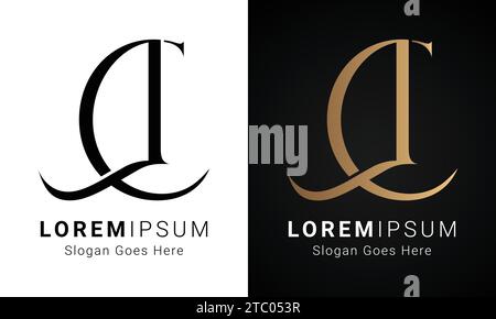 Luxury Initial CL or LC Monogram Text Letter Logo Design Stock Vector