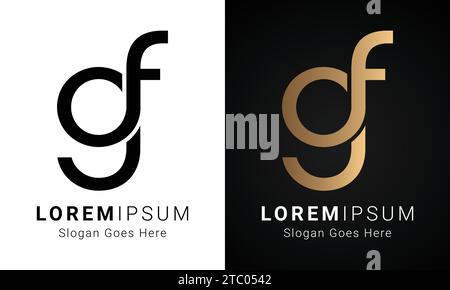 Luxury Initial GF or FG Monogram Text Letter Logo Design Stock Vector