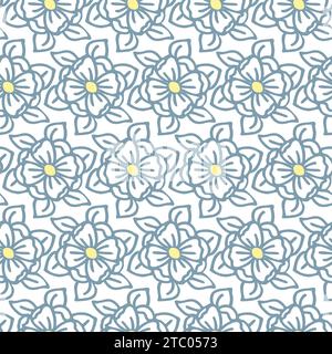 Abstract rose floral seamless pattern for fabric, textile. Vector background with doodle hand drawn elements Stock Vector