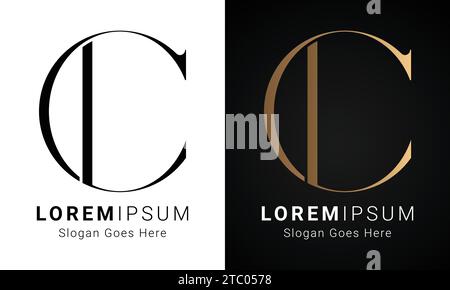 Luxury Initial CL or LC Monogram Text Letter Logo Design Stock Vector