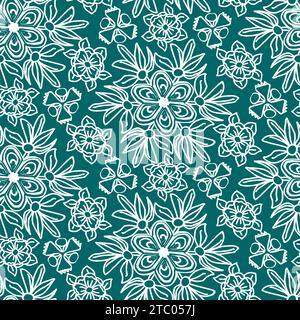 Abstract floral seamless pattern for fabric, textile. Vector background with doodle hand drawn elements Stock Vector