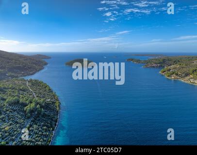 Entrance to Vela Luka Bay, Croatia Stock Photo