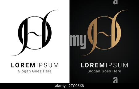 Luxury Initial HO or OH Monogram Text Letter Logo Design Stock Vector