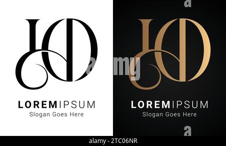 Luxury Initial HO or OH Monogram Text Letter Logo Design Stock Vector