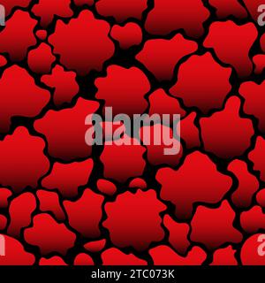 Abstract seamless pattern of stains of different shapes. Vector background of red lava cracks Stock Vector