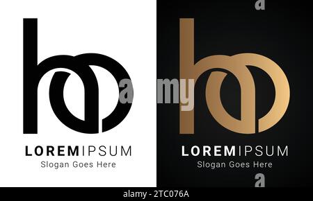 Luxury Initial HO or OH Monogram Text Letter Logo Design Stock Vector