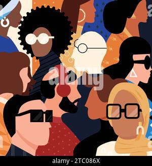 People from diverse background crowd illustration Stock Vector
