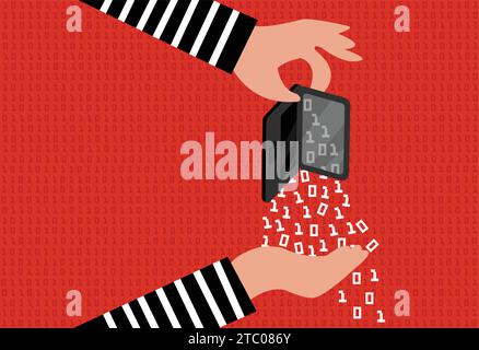 Hacker stealing information from computer illustration Stock Vector