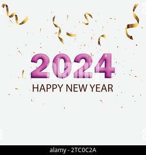 Happy New Year 2024 Greetings on celebration background Stock Vector