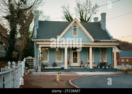 A blue house in Cumberland, Maryland Stock Photo
