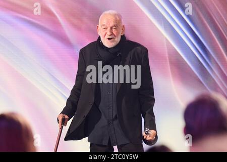 Berlin, Germany. 09th Dec, 2023. Bela Tarr, director, receives the 'Honorary Award of the Academy President and Board' at the European Film Awards in the Arena Berlin. The film prize has been awarded by the European Film Academy (EFA) since 1988. Credit: Annette Riedl/dpa/Alamy Live News Stock Photo