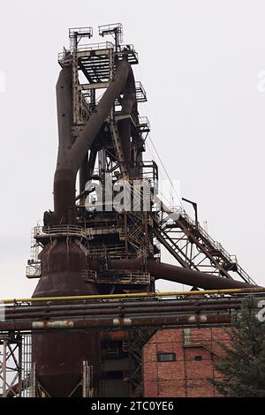 The historic object, steel construction of the blast furnace on the premises of Huta Pokoj in Ruda Slaska, Silesia, Poland. Stock Photo