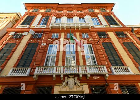 The Palazzo Brignole Sale or Rosso Palace is a house museum located in Via Garibaldi in Genoa city, Italy Stock Photo