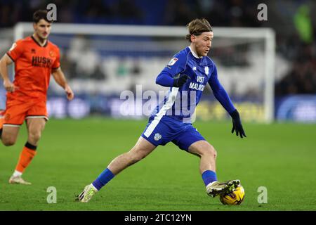 Cardiff, UK. 09th Dec, 2023. Josh Bowler of Cardiff City in action. EFL Skybet championship match, Cardiff city v Millwall at the Cardiff City Stadium in Cardiff, Wales on Saturday 9th December 2023. this image may only be used for Editorial purposes. Editorial use only, pic by Andrew Orchard/Andrew Orchard sports photography/Alamy Live news Credit: Andrew Orchard sports photography/Alamy Live News Stock Photo