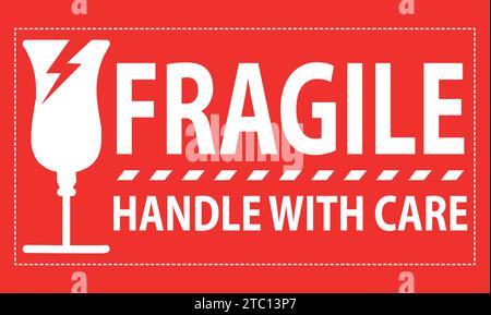 Fragile handle with care sticker, fragile label with broken glass symbol vector. Stock Vector