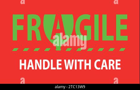 Fragile handle with care sticker, fragile label with broken glass symbol vector. Stock Vector