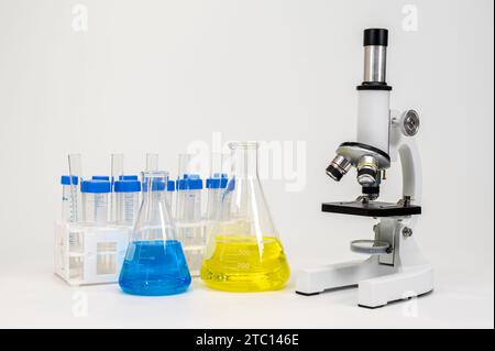 Microscope isolated on white Stock Photo