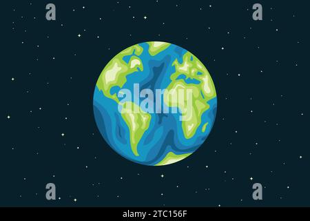 Earth globe point of view from outer space isolated dark background vector illustration Stock Vector