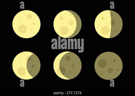 Moon phases transition sequence vector illustration Stock Vector