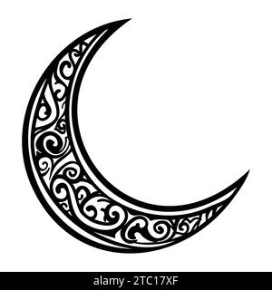 Hand drawn crescent moon line art, Vector Illustration for Ramadan ...