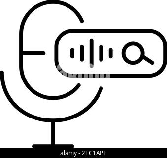 Searching the web with personal voice assistant. Pixel perfect, editable stroke icon Stock Vector