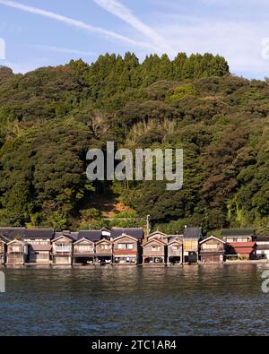 Beautiful fishing village of Ine in the north of Kyoto. Funaya or boat houses are traditional wooden houses built on the seashore. Stock Photo