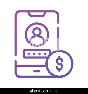 User and password inside mobile with dollar denoting concept icon of banking app, ready for premium use. Stock Vector