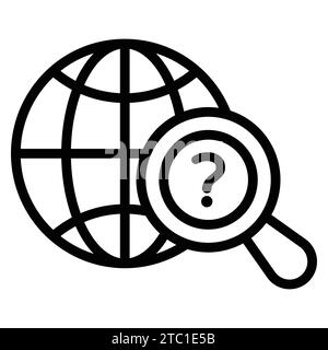 Globe with magnifying glass, trendy icon of global search, international search. Stock Vector