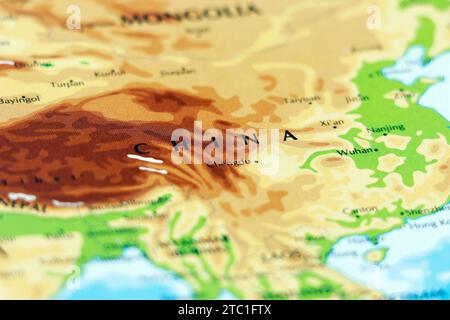 world map or atlas of asian continent, china country in close up Stock Photo
