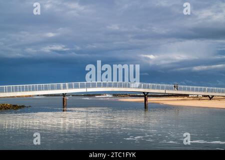 The footbridge over to east beach in the afternoon. Lossiemouth, Morayshire, Scotland Stock Photo