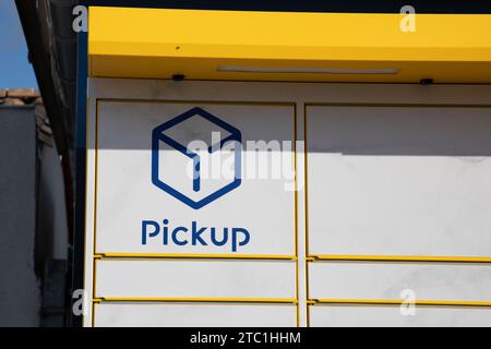 Bordeaux , France - 11 29 2023 : la poste pickup logo brand and text sign on yellow white Locker Delivery Store self-service deliver location Stock Photo