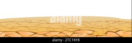 earth is cracked by drought. Scenery Landscape. Isolated on a white background. Fun cartoon style. Vector Stock Vector