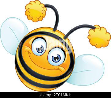Happy cute bee emoji emoticon Stock Vector