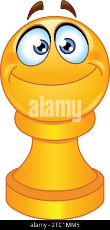 Happy yellow chess pawn emoji emoticon Stock Vector