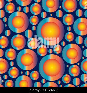 Abstract seamless pattern of planets in space. Vector background. Big and small spherical balls futuristic print Stock Vector