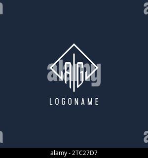 AG initial logo with luxury rectangle style design vector graphic Stock Vector