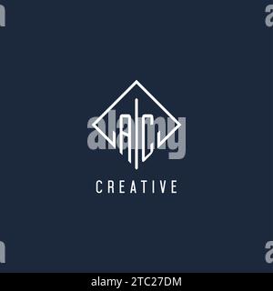 AC initial logo with luxury rectangle style design vector graphic Stock Vector