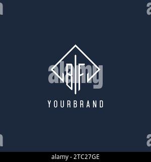 BF initial logo with luxury rectangle style design vector graphic Stock Vector