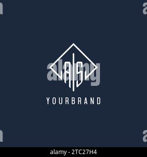 AS initial logo with luxury rectangle style design vector graphic Stock Vector