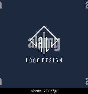 AL initial logo with luxury rectangle style design vector graphic Stock Vector